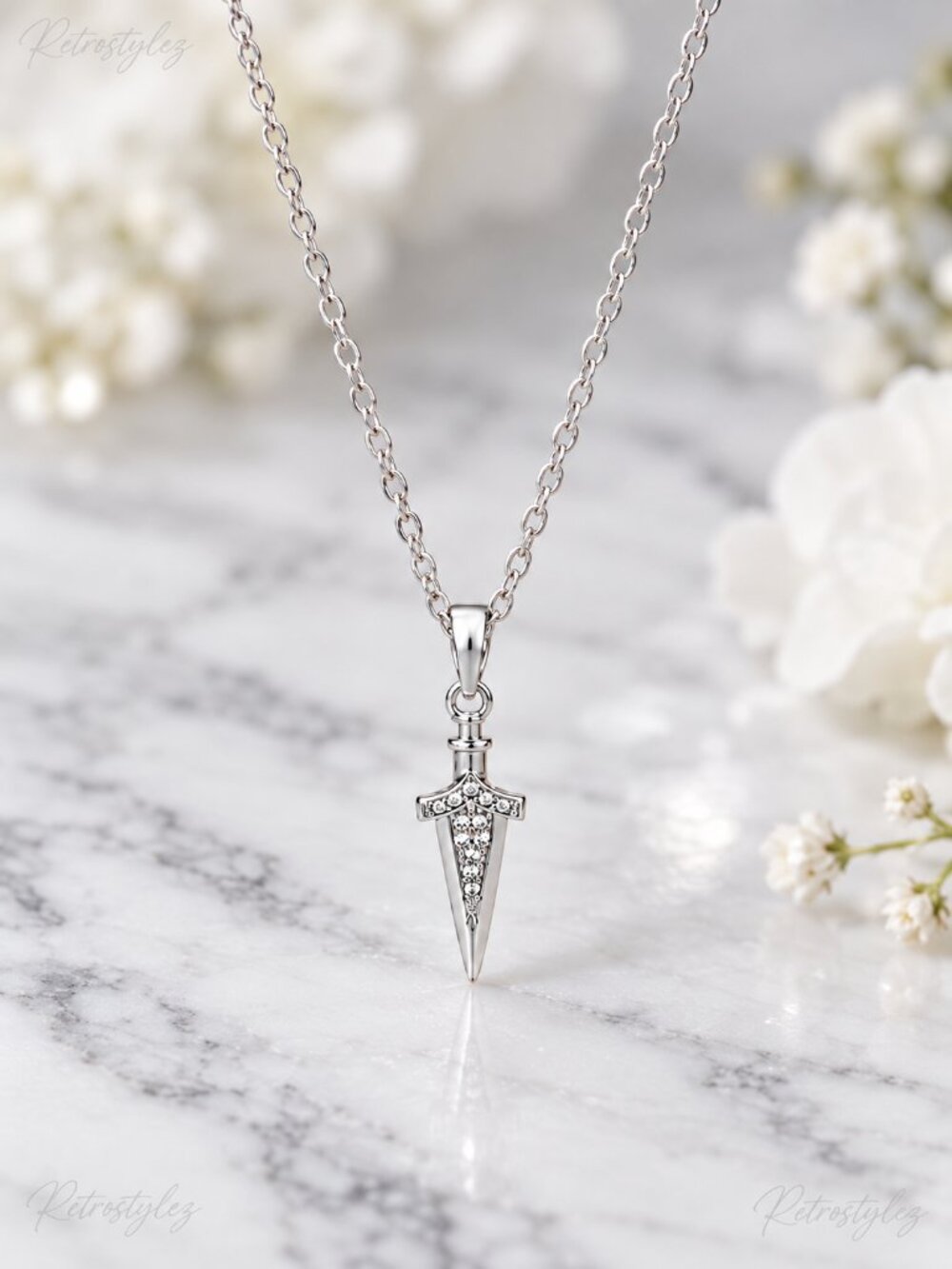 18K White Gold Womens 1ct Diamond Pendant Necklace New 18 Karat Silver Jewelry